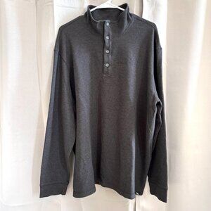 Eddie Bauer Mens Thermal Henley Size 2XL Gray Waffle Knit Outdoor Gorpcore 18834